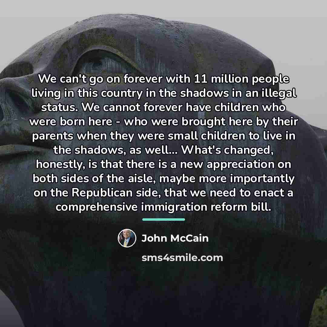“We can't go on forever with 11 million people living…” quote by John McCain