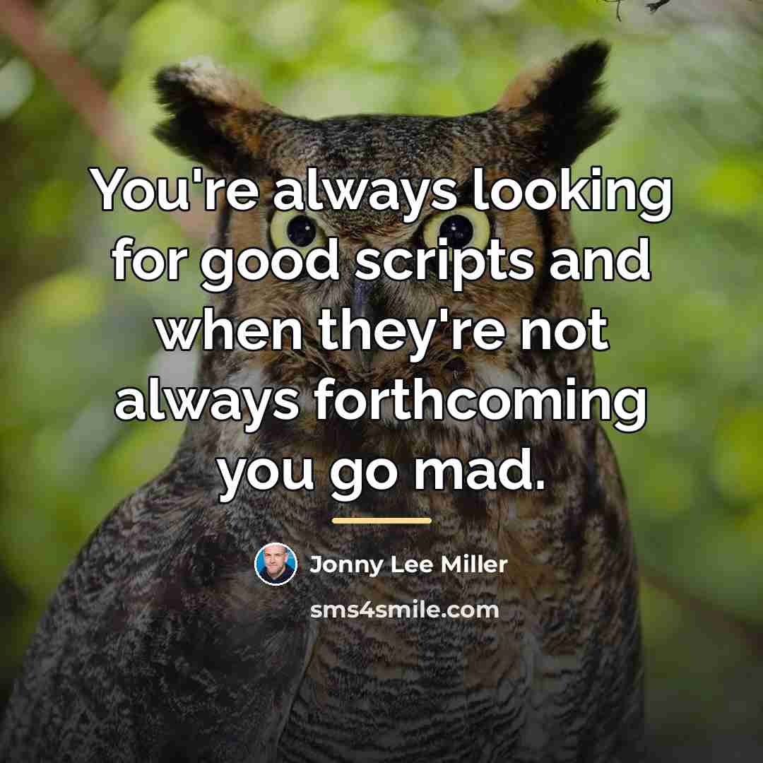 “You're always looking for good scripts and when they're not…” quote by Jonny Lee Miller