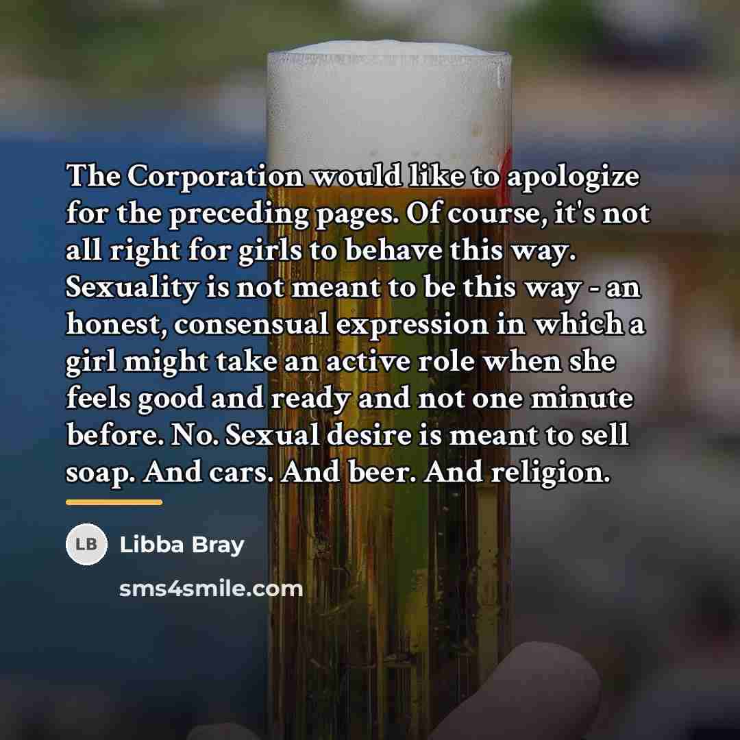 “The Corporation would like to apologize for the preceding pages.…” quote by Libba Bray