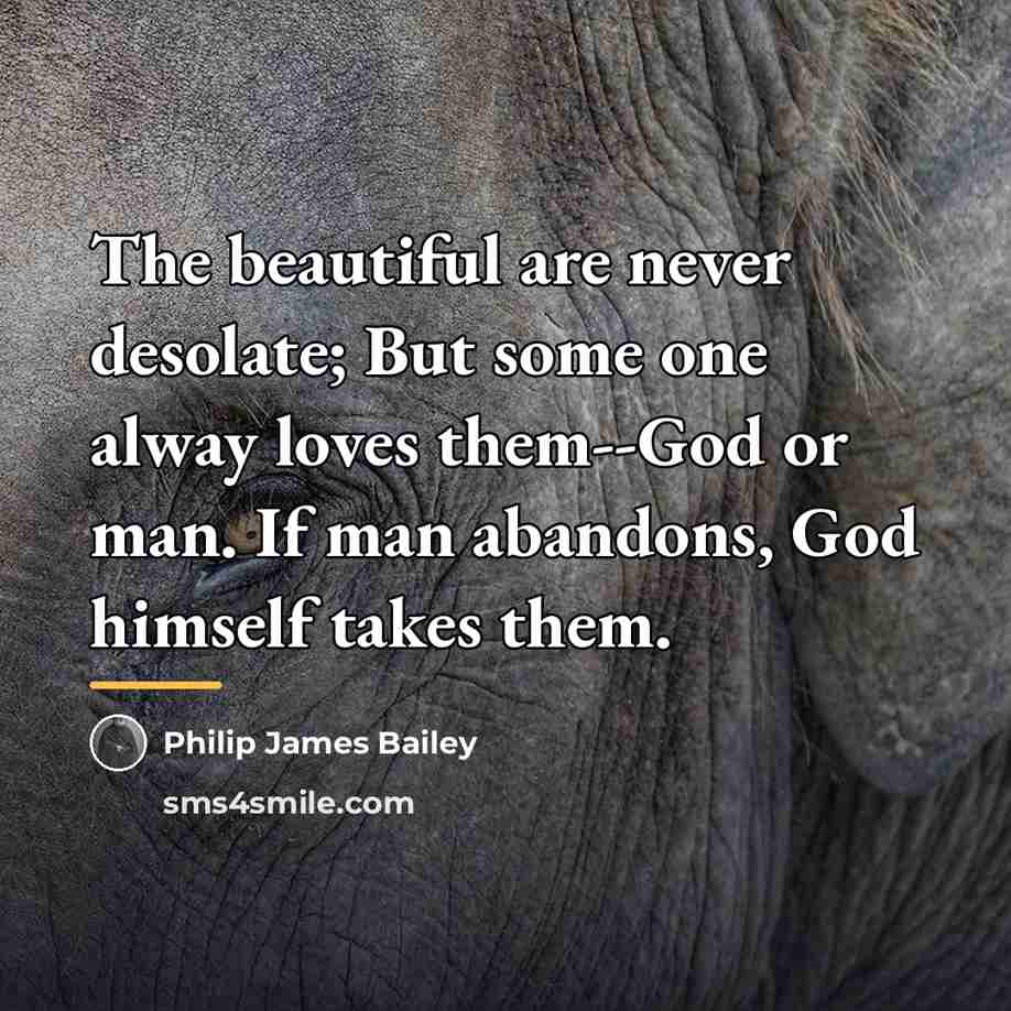 “The beautiful are never desolate; But some one alway loves…” quote by Philip James Bailey