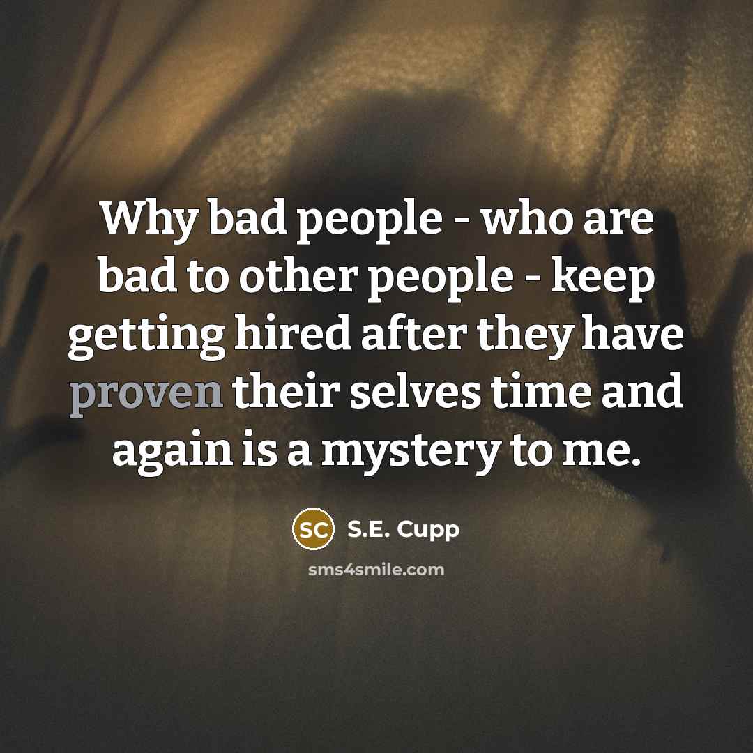 “Why bad people - who are bad to other people…” quote by S.E. Cupp