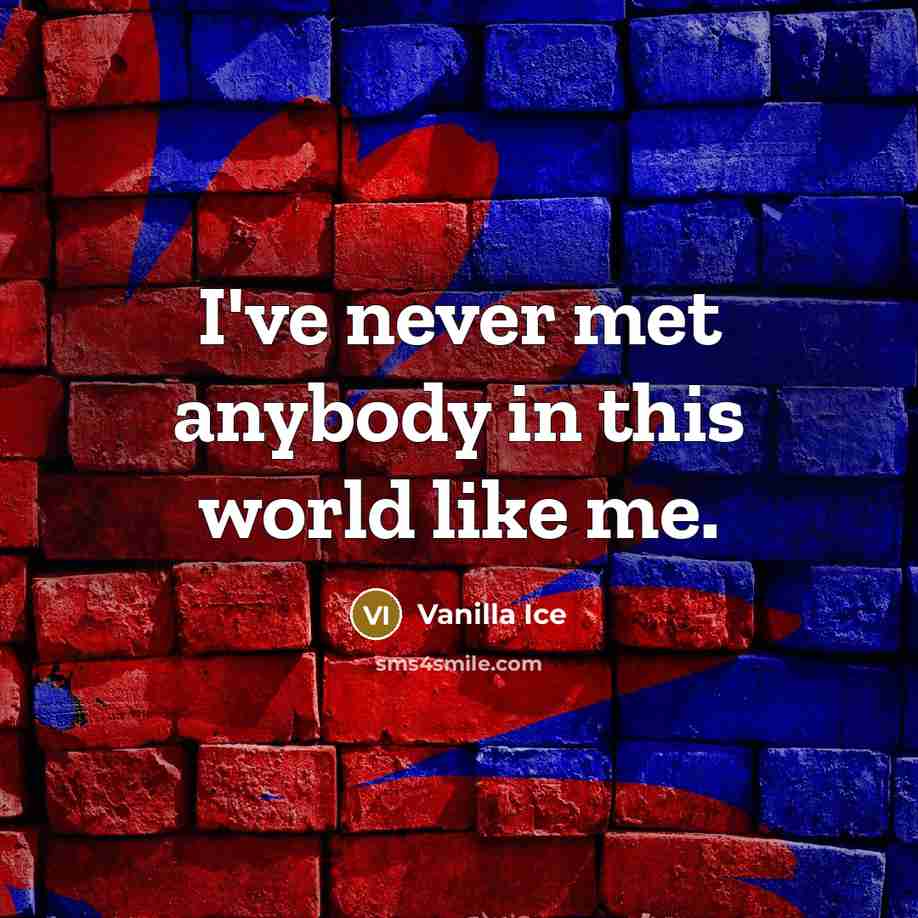 “I've never met anybody in this world like me.…” quote by Vanilla Ice