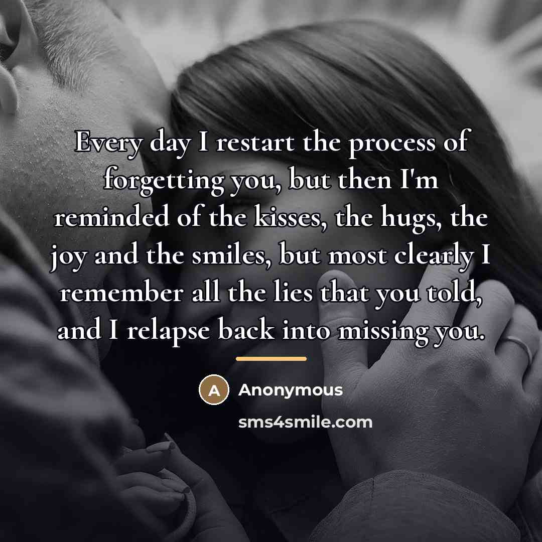 “Every day I restart the process of forgetting you, but…” quote by Anonymous