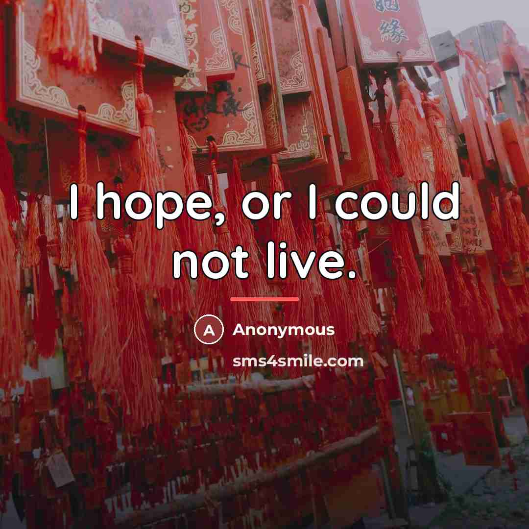 “I hope, or I could not live.…” quote by Anonymous