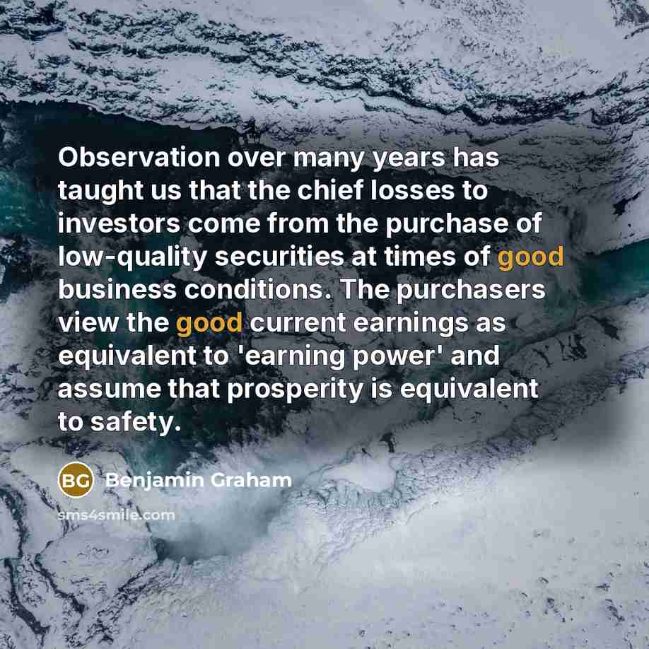 “Observation over many years has taught us that the chief…” quote by Benjamin Graham