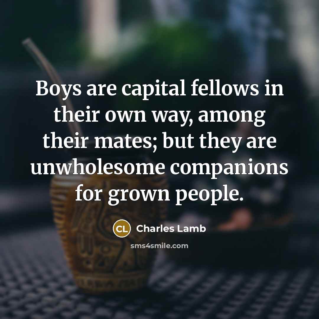 “Boys are capital fellows in their own way, among their…” quote by Charles Lamb