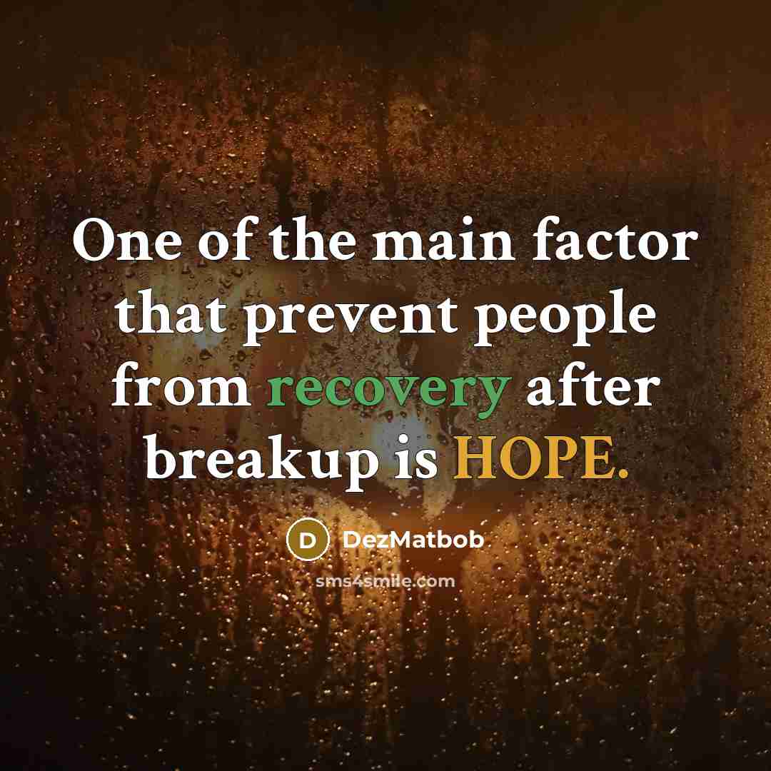“One of the main factor that prevent people from recovery after breakup is HOPE.” quote by DezMatbob