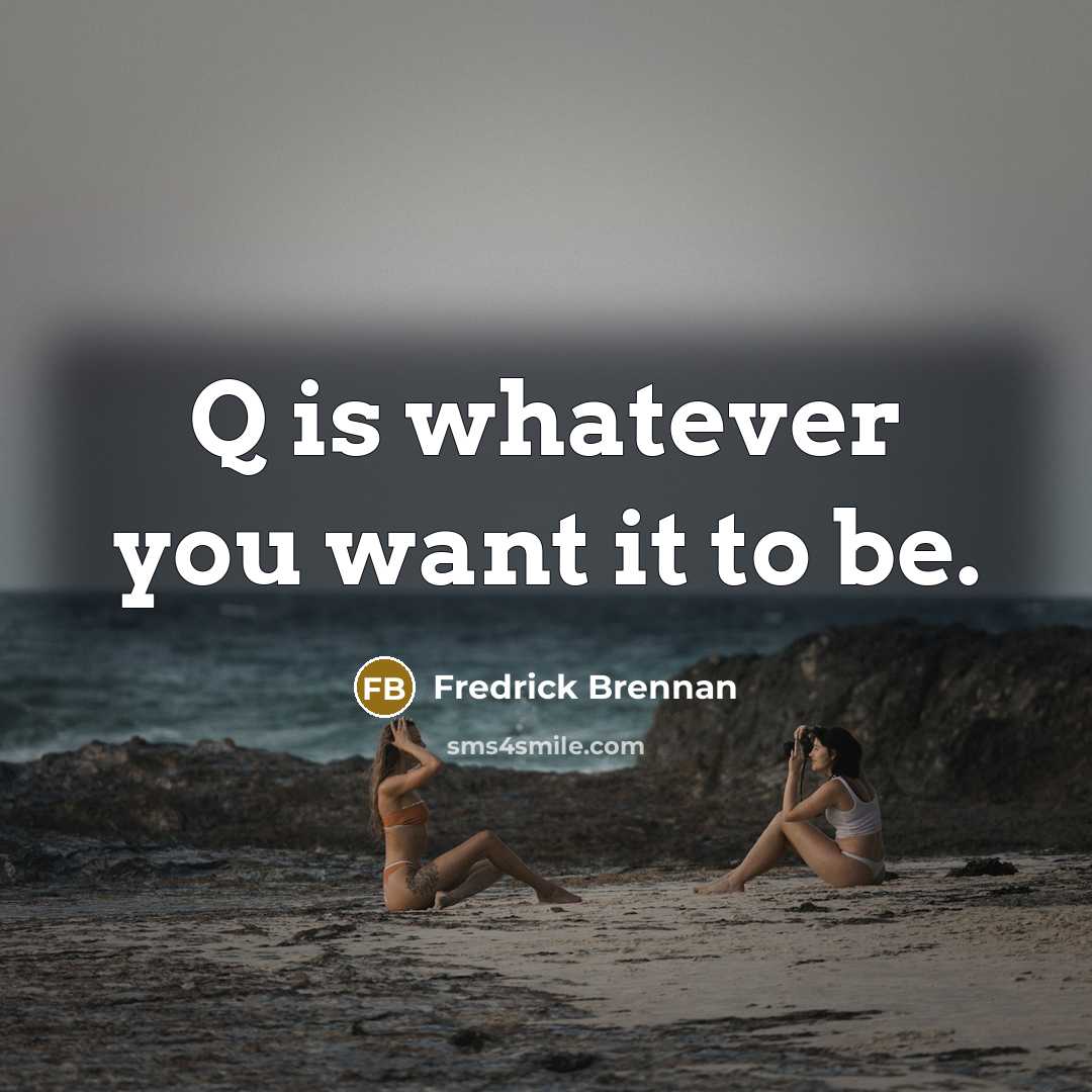 “Q is whatever you want it to be.…” quote by Fredrick Brennan
