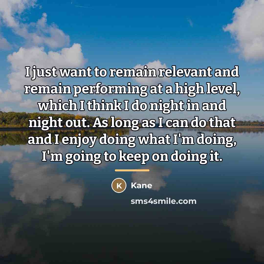 “I just want to remain relevant and remain performing at…” quote by Kane