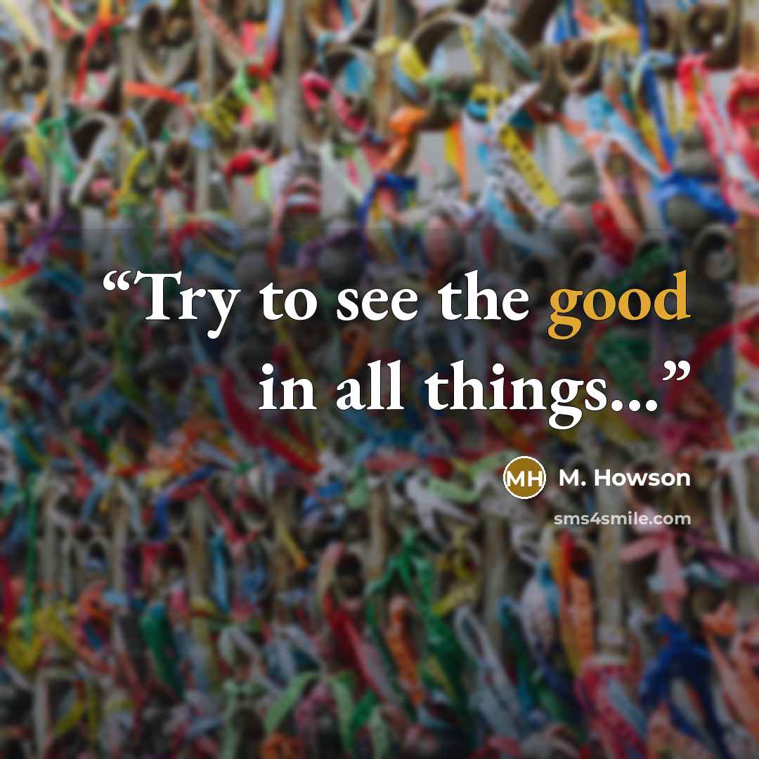 “Try to see the good in all things...” quote by M. Howson