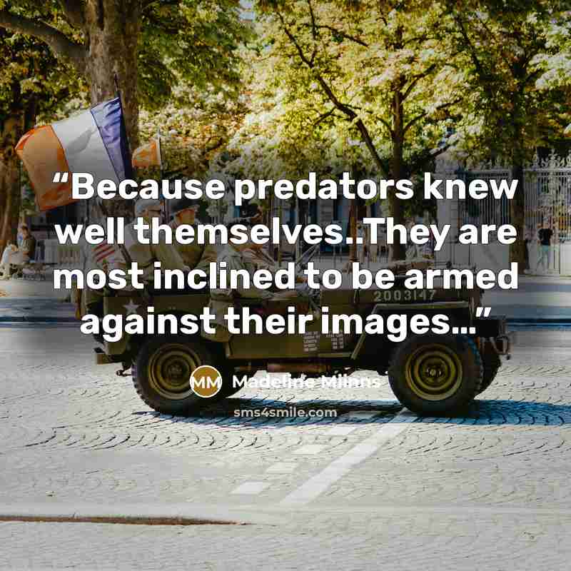 “Because predators knew well themselves..They are most inclined to be armed against their images…” quote by Madeline Miinns