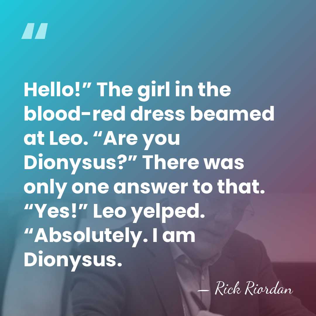 Hello!” The girl in the blood-red dress beamed at Leo. “Are you&hellip; - Rick Riordan