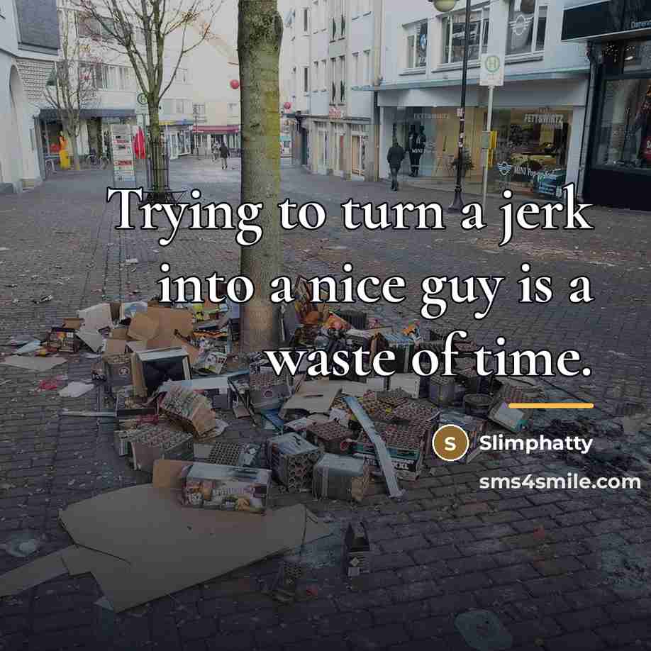 “Trying to turn a jerk into a nice guy is…” quote by Slimphatty