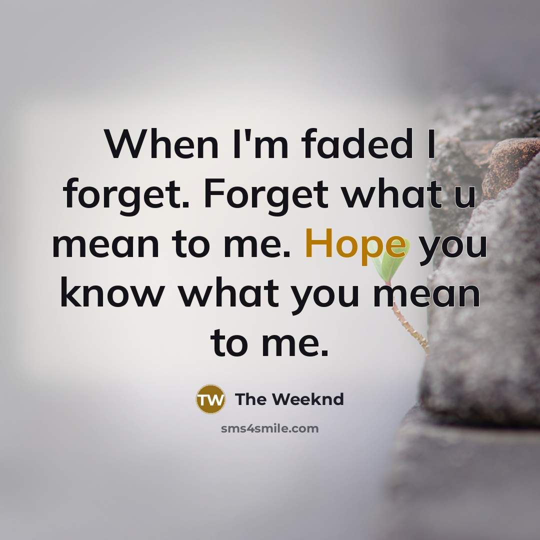 “When I'm faded I forget. Forget what u mean to…” quote by The Weeknd