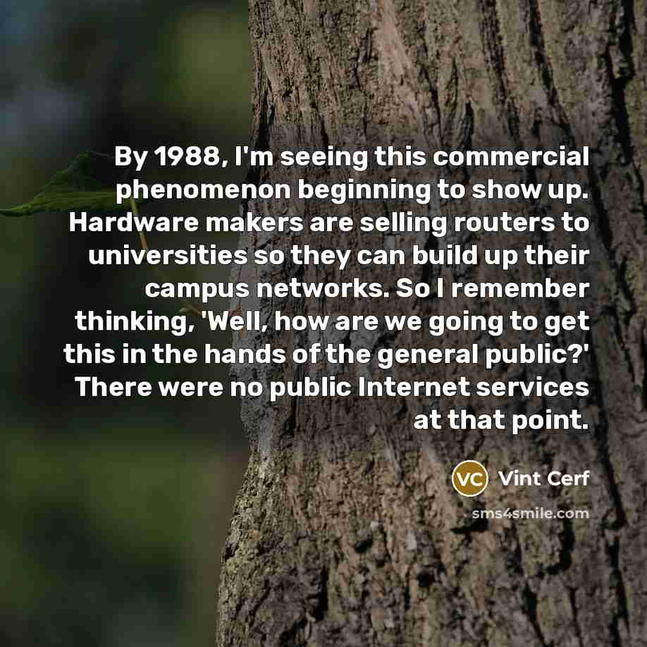 “By 1988, I'm seeing this commercial phenomenon beginning to show…” quote by Vint Cerf