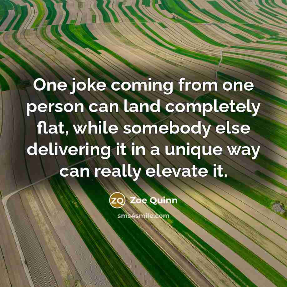 “One joke coming from one person can land completely flat, while somebody else delivering it in a unique way can really elevate it.” quote by Zoe Quinn