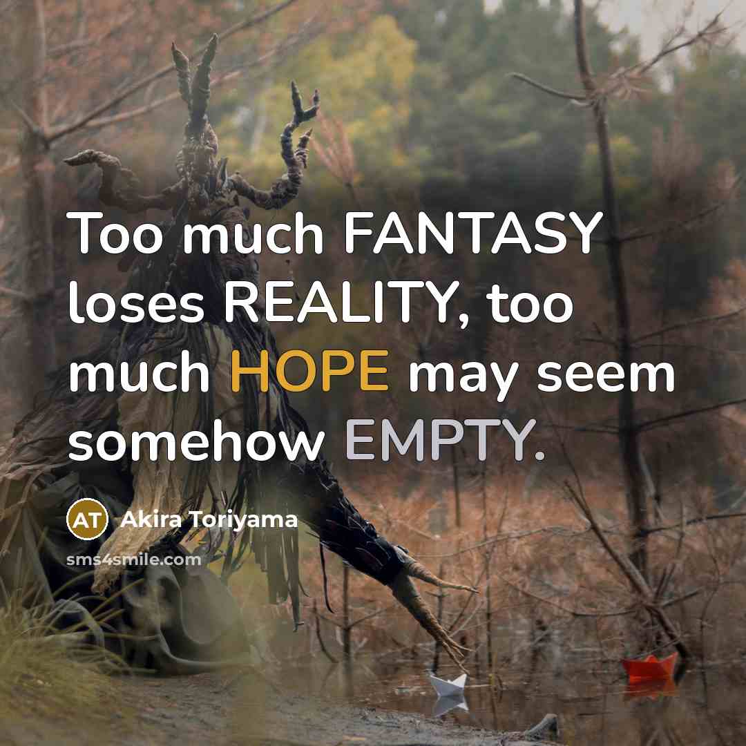 “Too much FANTASY loses REALITY, too much HOPE may seem…” quote by Akira Toriyama