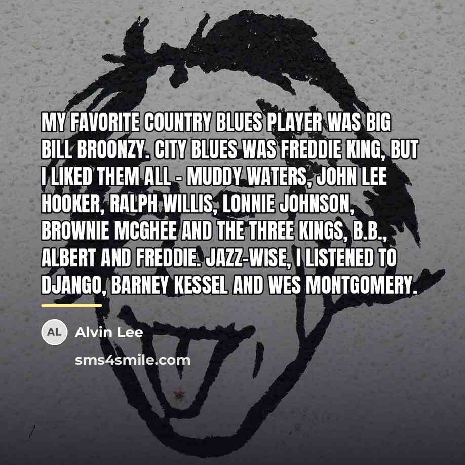 “My favorite country blues player was Big Bill Broonzy. City…” quote by Alvin Lee