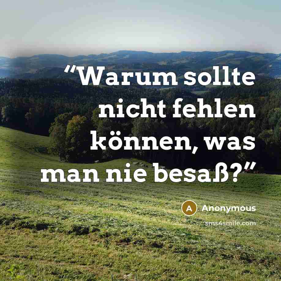 “Warum sollte nicht fehlen können, was man nie besaß?” quote by Anonymous