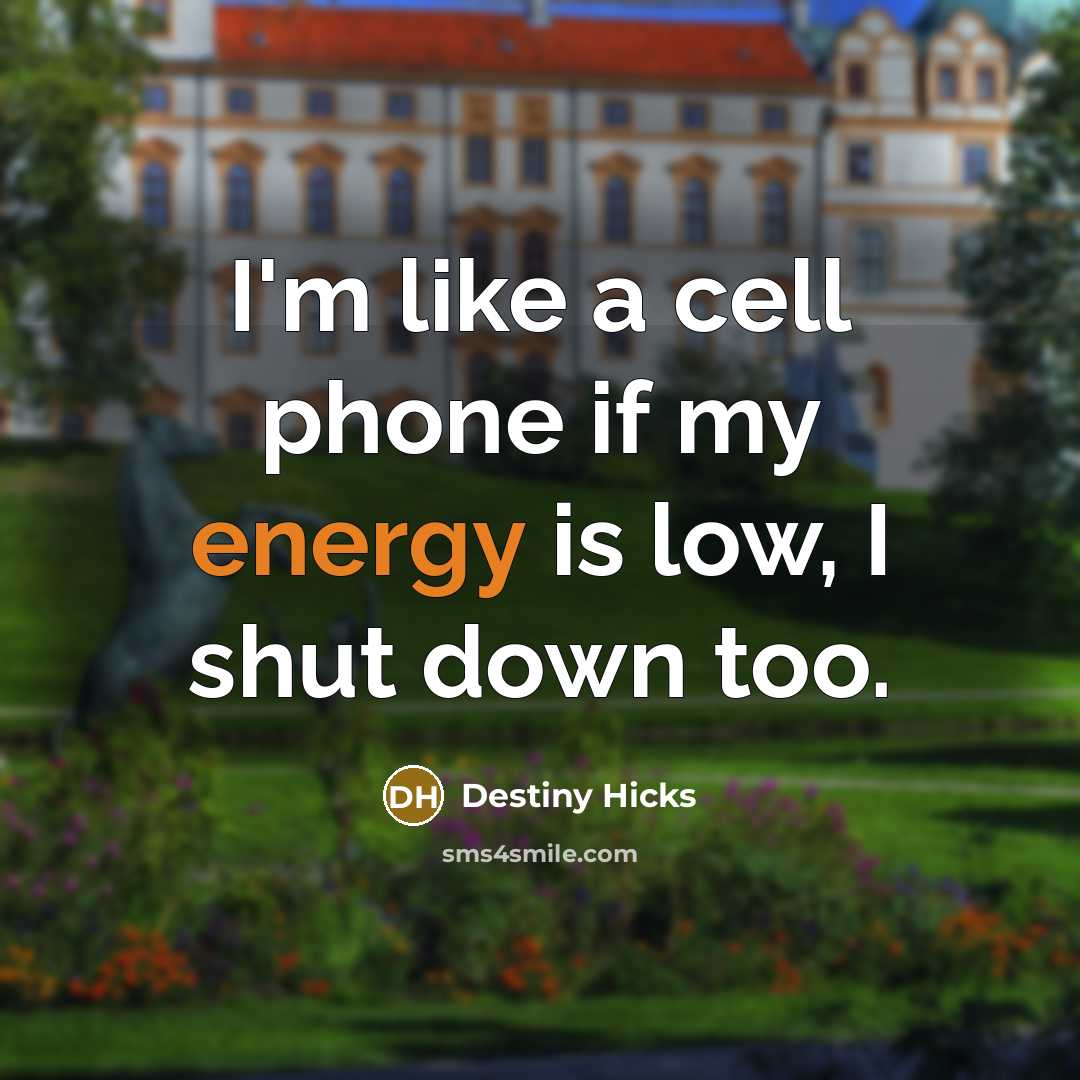 “I'm like a cell phone if my energy is low,…” quote by Destiny Hicks