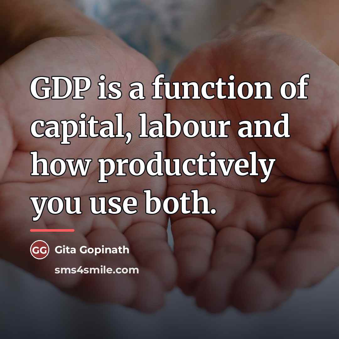 “GDP is a function of capital, labour and how productively…” quote by Gita Gopinath