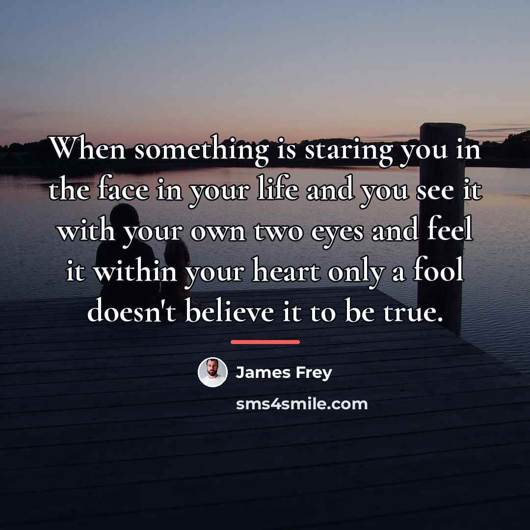 “When something is staring you in the face in your…” quote by James Frey