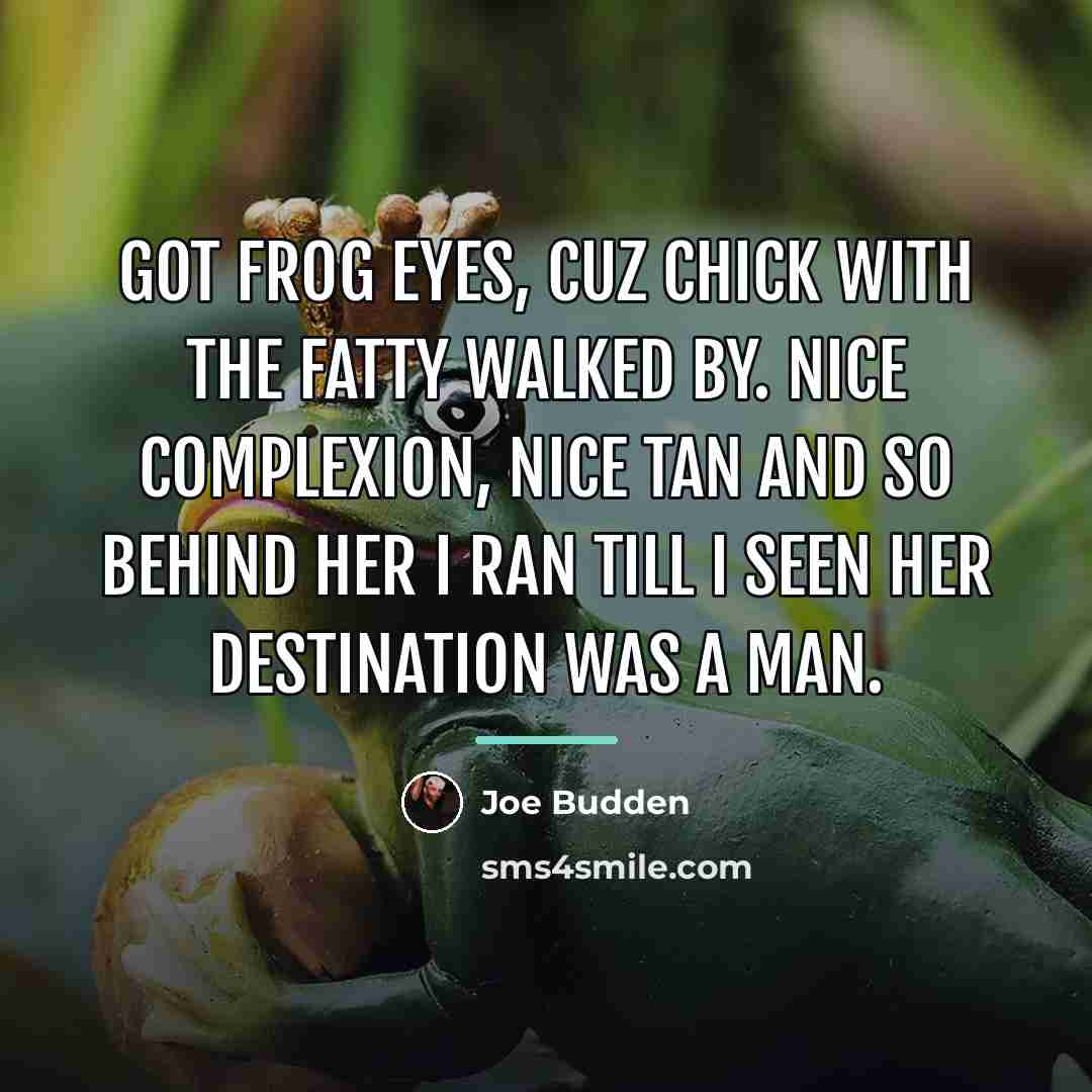 “Got frog eyes, cuz chick with the fatty walked by.…” quote by Joe Budden