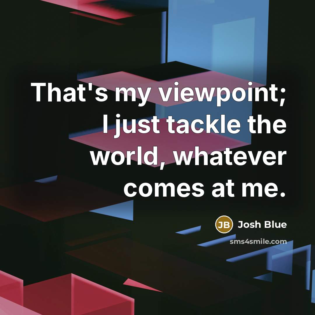 “That's my viewpoint; I just tackle the world, whatever comes…” quote by Josh Blue