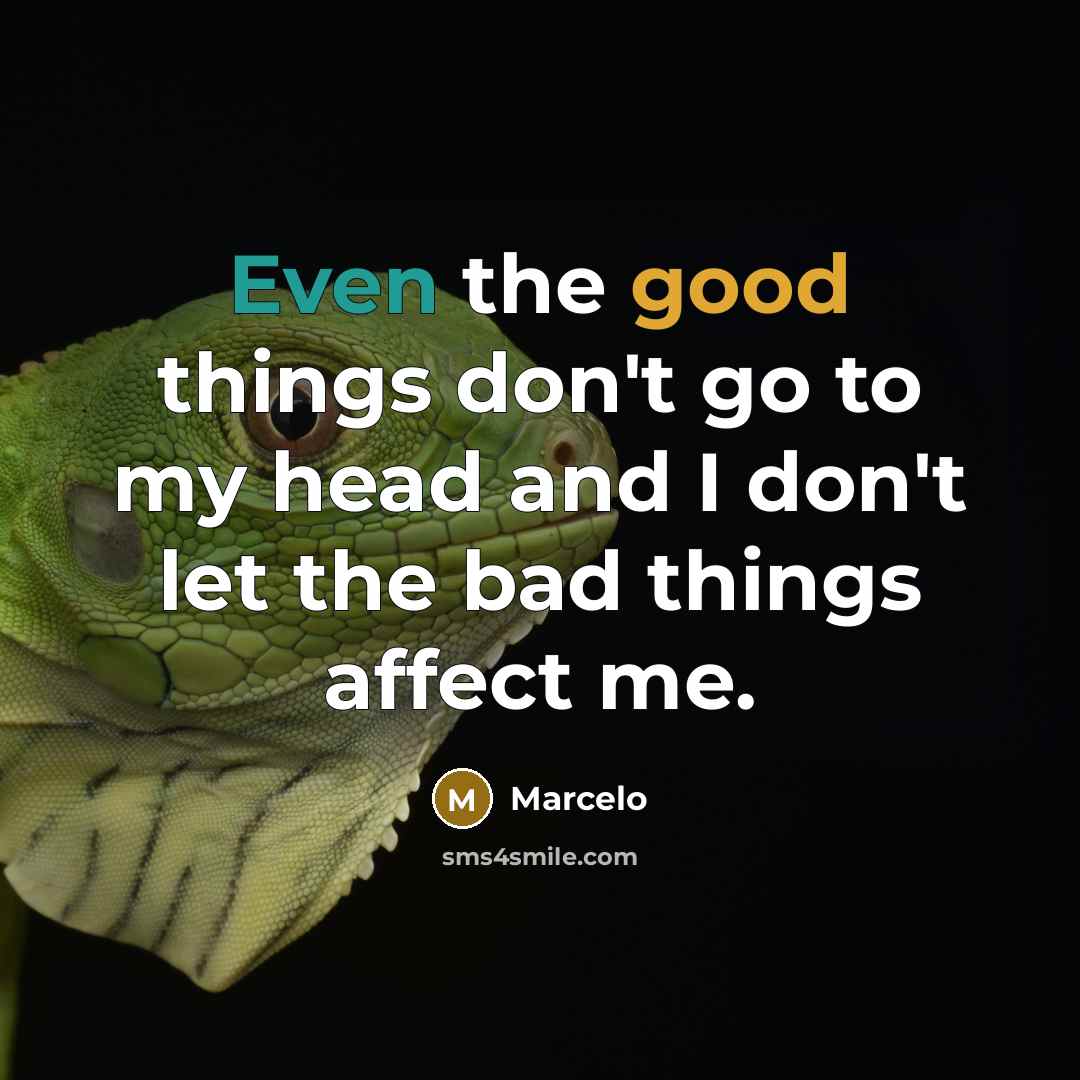 “Even the good things don't go to my head and I don't let the bad things affect me.” quote by Marcelo