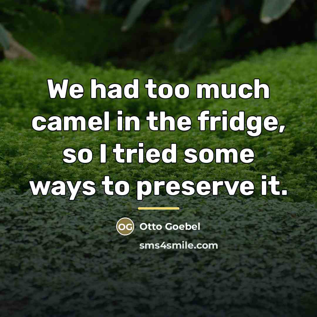“We had too much camel in the fridge, so I…” quote by Otto Goebel