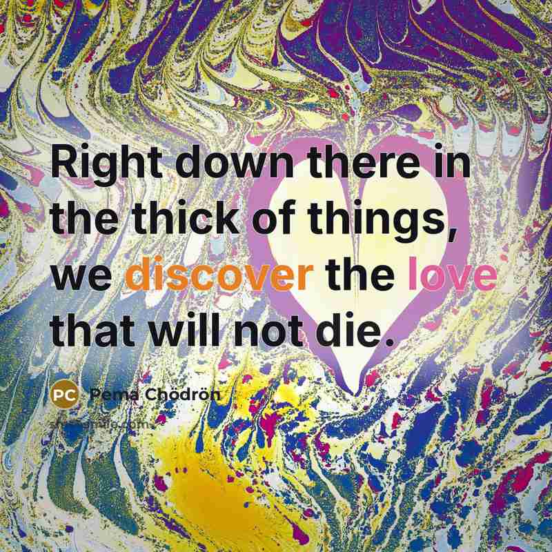 “Right down there in the thick of things, we discover…” quote by Pema Chodron