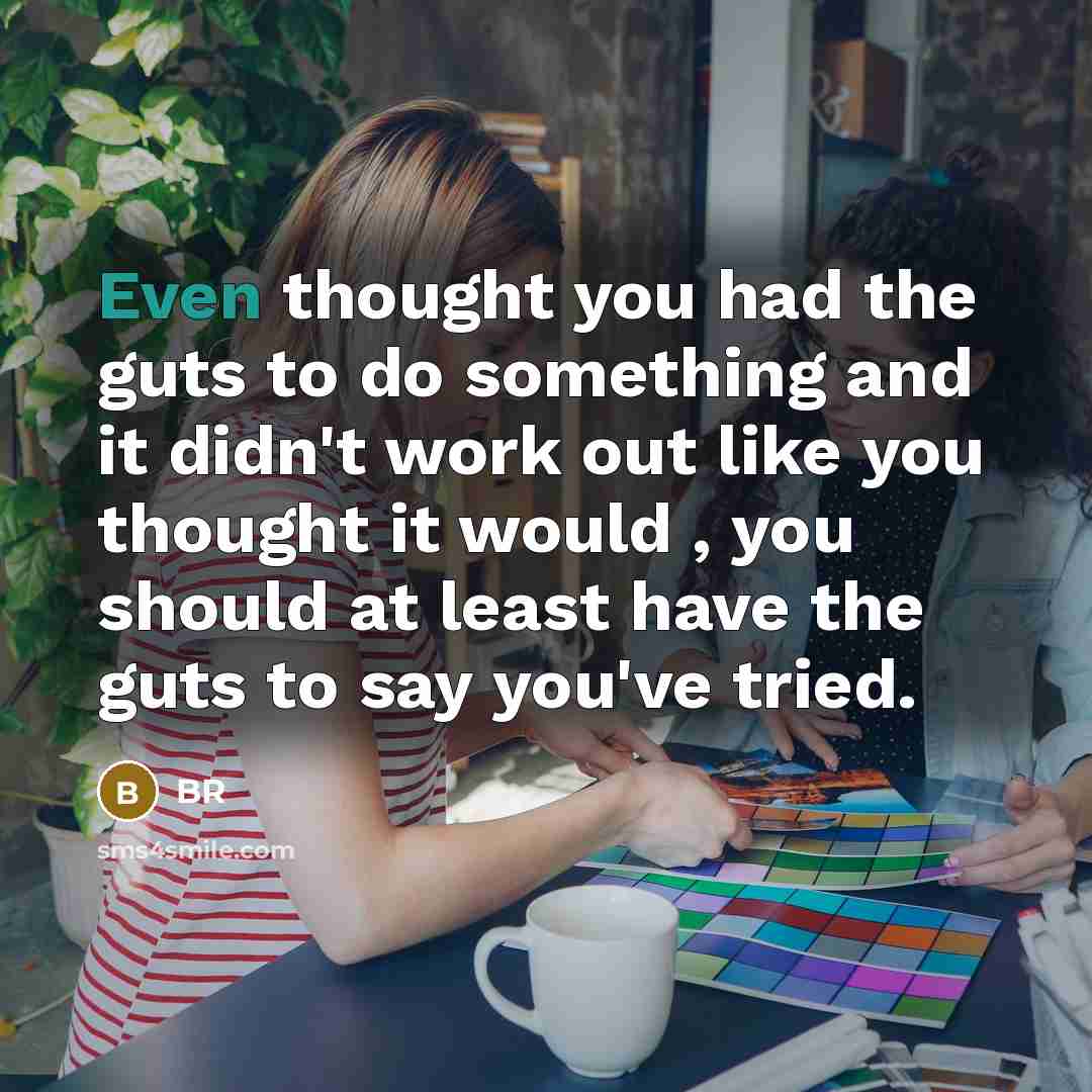 “Even thought you had the guts to do something and it didn't work out like you thought it would , you should at least have the guts to say you've tried.” quote by BR