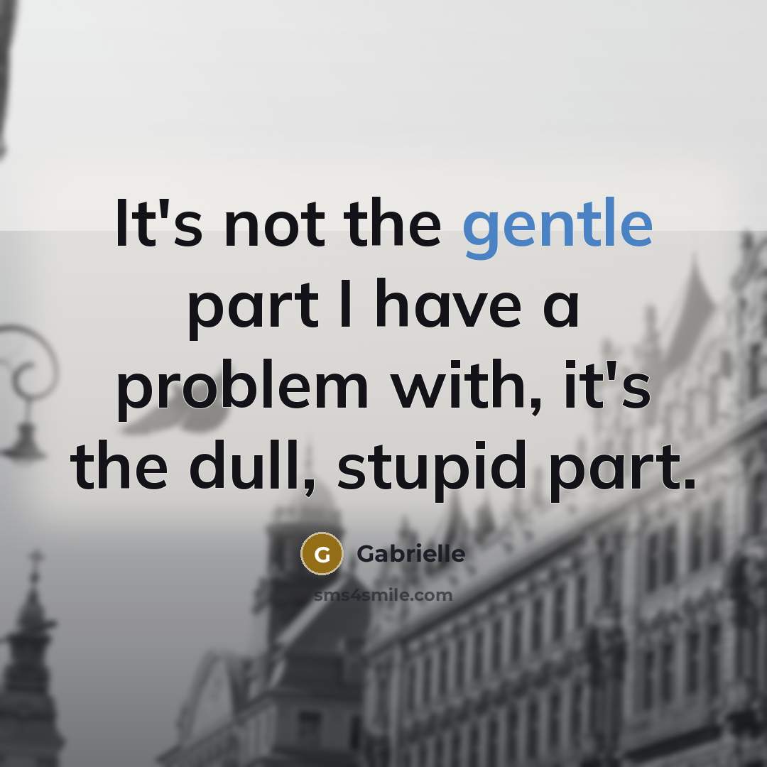 “It's not the gentle part I have a problem with,…” quote by Gabrielle