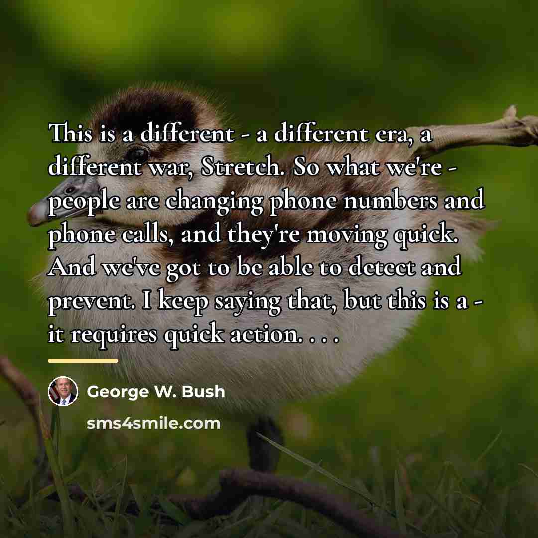 “This is a different - a different era, a different…” quote by George W. Bush