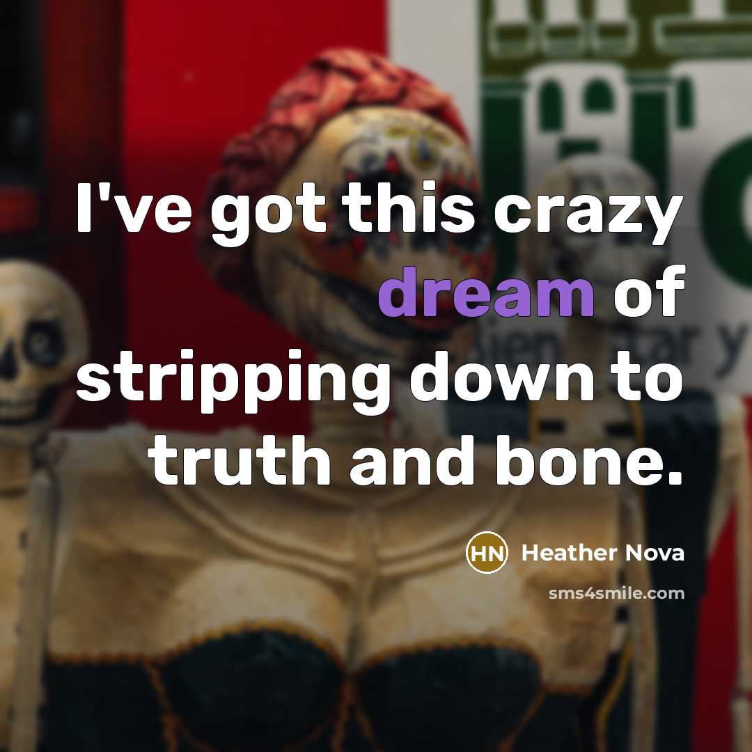 “I've got this crazy dream of stripping down to truth…” quote by Heather Nova