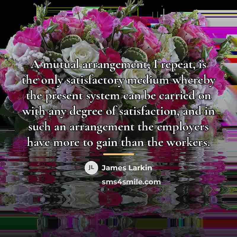 “A mutual arrangement, I repeat, is the only satisfactory medium…” quote by James Larkin