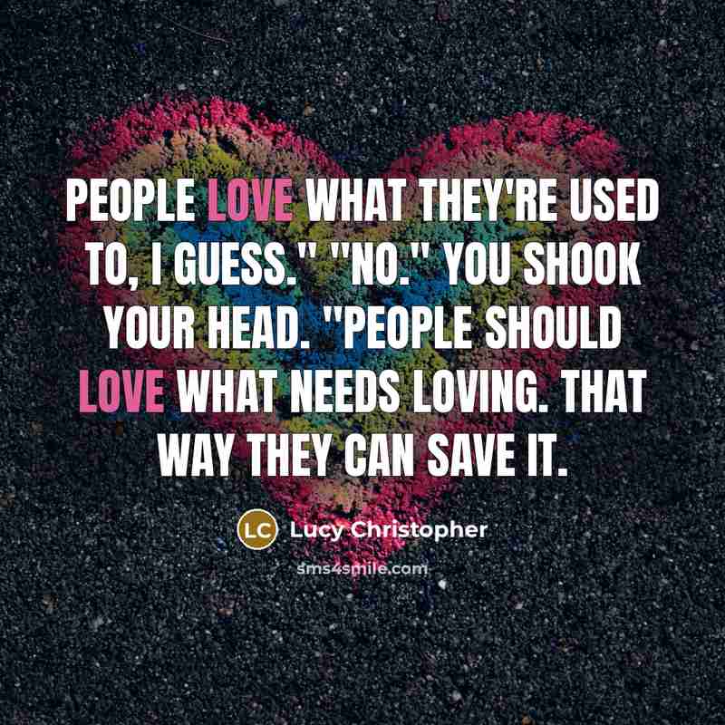 “People love what they're used to, I guess." "No." You…” quote by Lucy Christopher