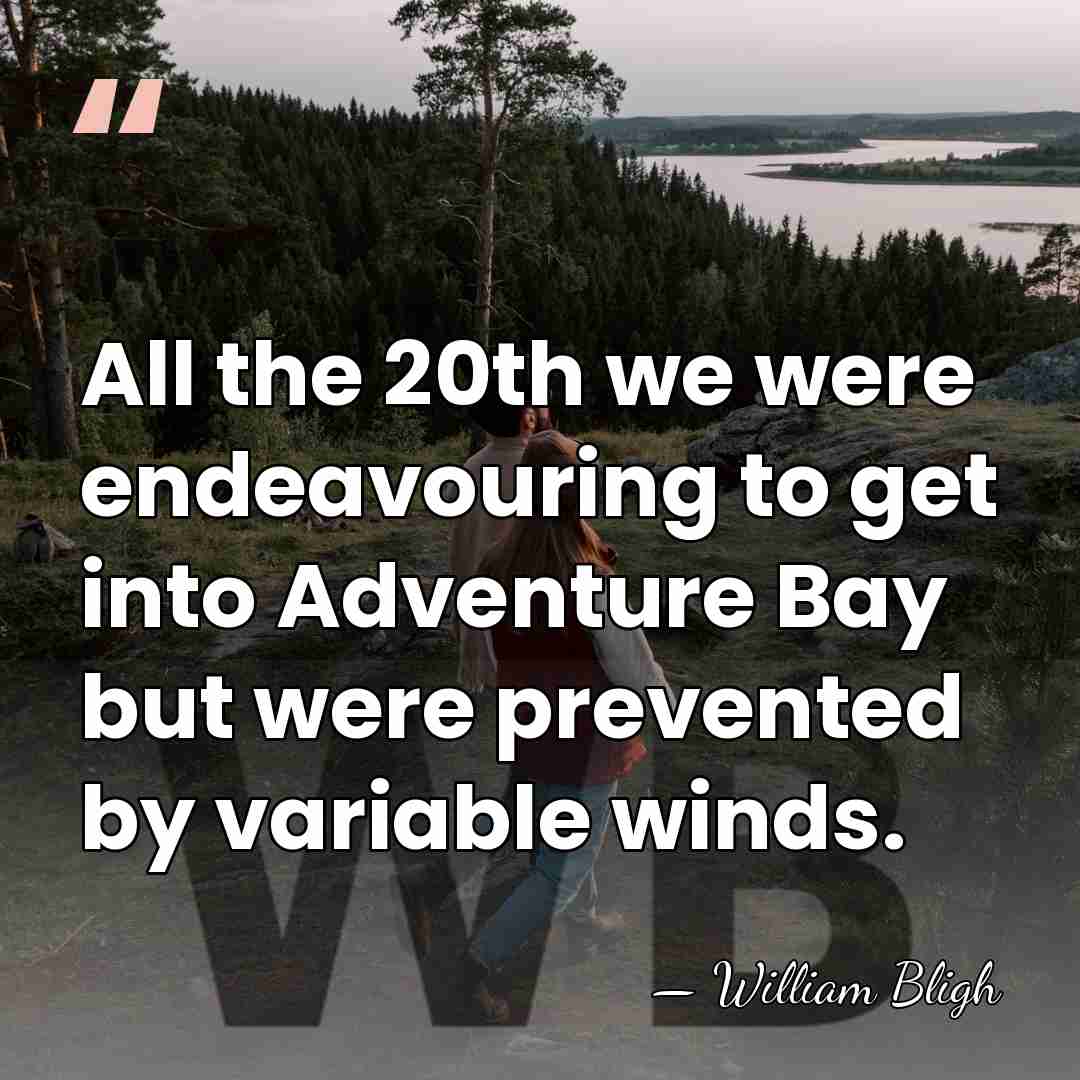 All the 20th we were endeavouring to get into Adventure Bay but&hellip; - William Bligh