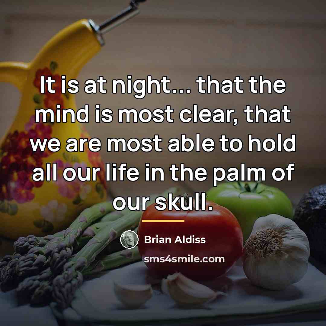 “It is at night... that the mind is most clear,…” quote by Brian Aldiss