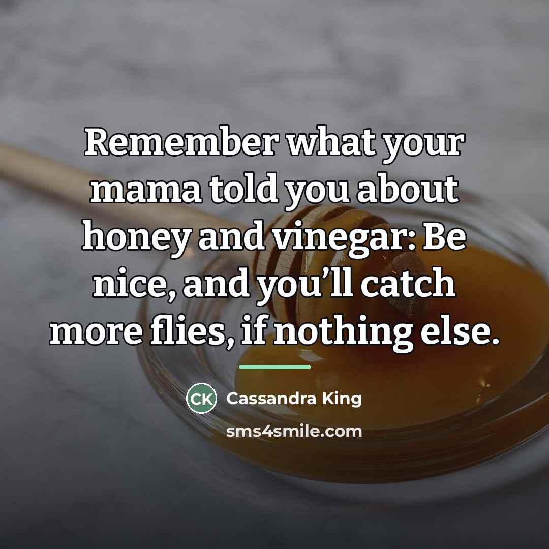 “Remember what your mama told you about honey and vinegar:…” quote by Cassandra King