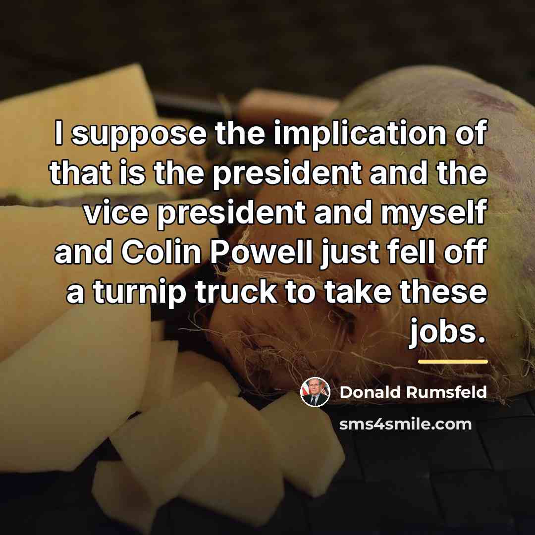 “I suppose the implication of that is the president and…” quote by Donald Rumsfeld