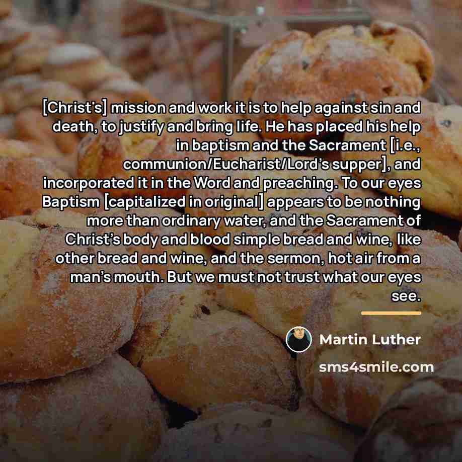 “[Christ's] mission and work it is to help against sin…” quote by Martin Luther