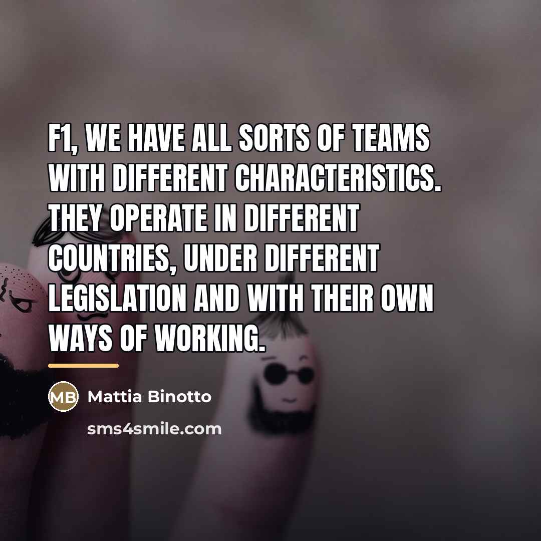 “F1, we have all sorts of teams with different characteristics.…” quote by Mattia Binotto