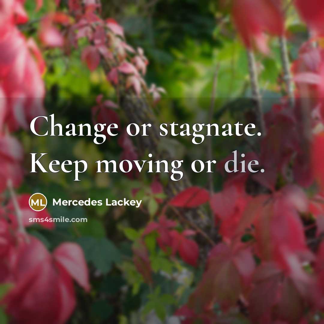 “Change or stagnate. Keep moving or die.…” quote by Mercedes Lackey