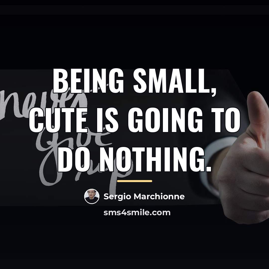“Being small, cute is going to do nothing.…” quote by Sergio Marchionne