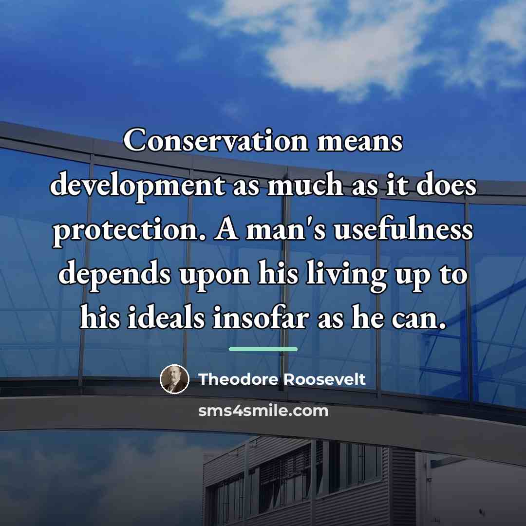 “Conservation means development as much as it does protection. A…” quote by Theodore Roosevelt