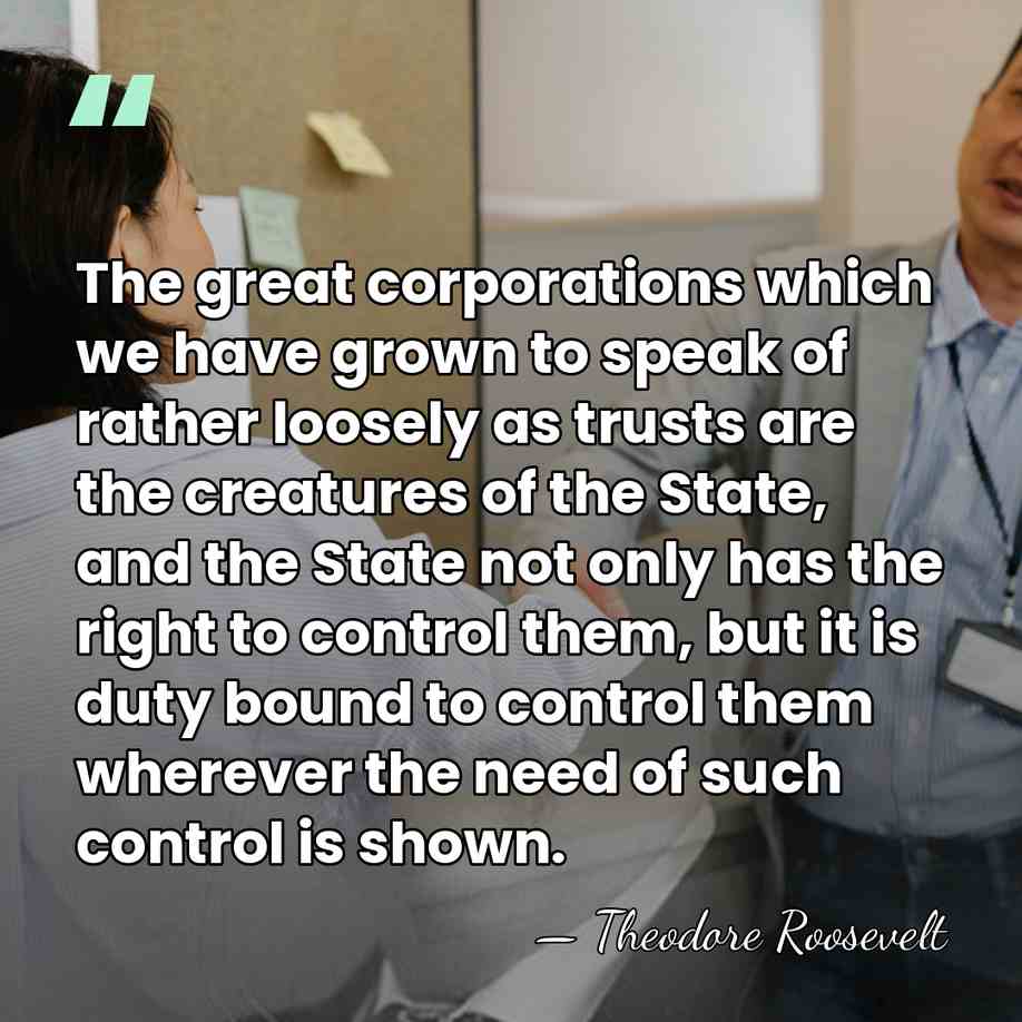 The great corporations which we have grown to speak of rather loosely&hellip; - Theodore Roosevelt