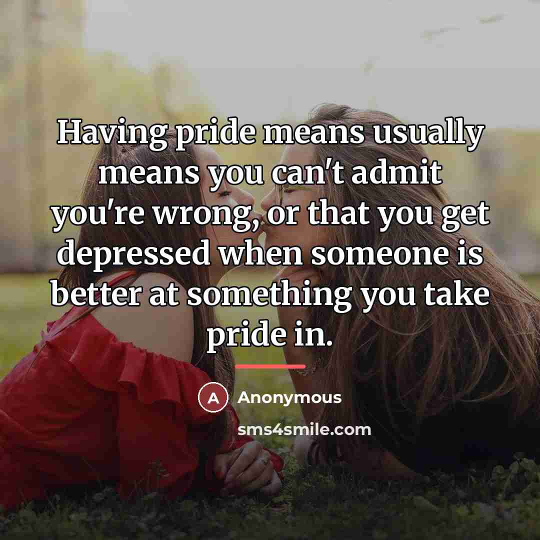 “Having pride means usually means you can't admit you're wrong,…” quote by Anonymous
