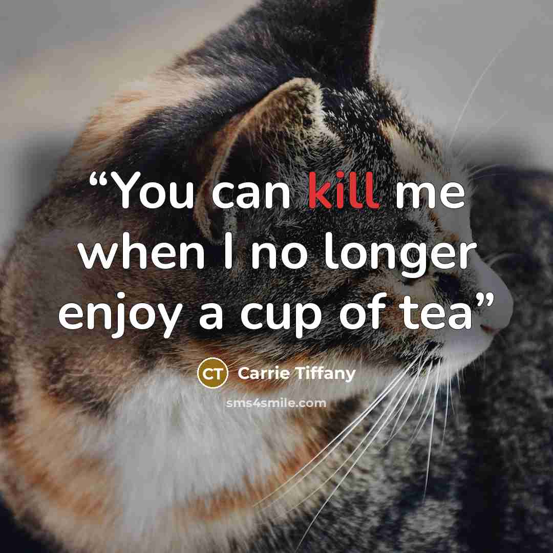 “You can kill me when I no longer enjoy a cup of tea” quote by Carrie Tiffany