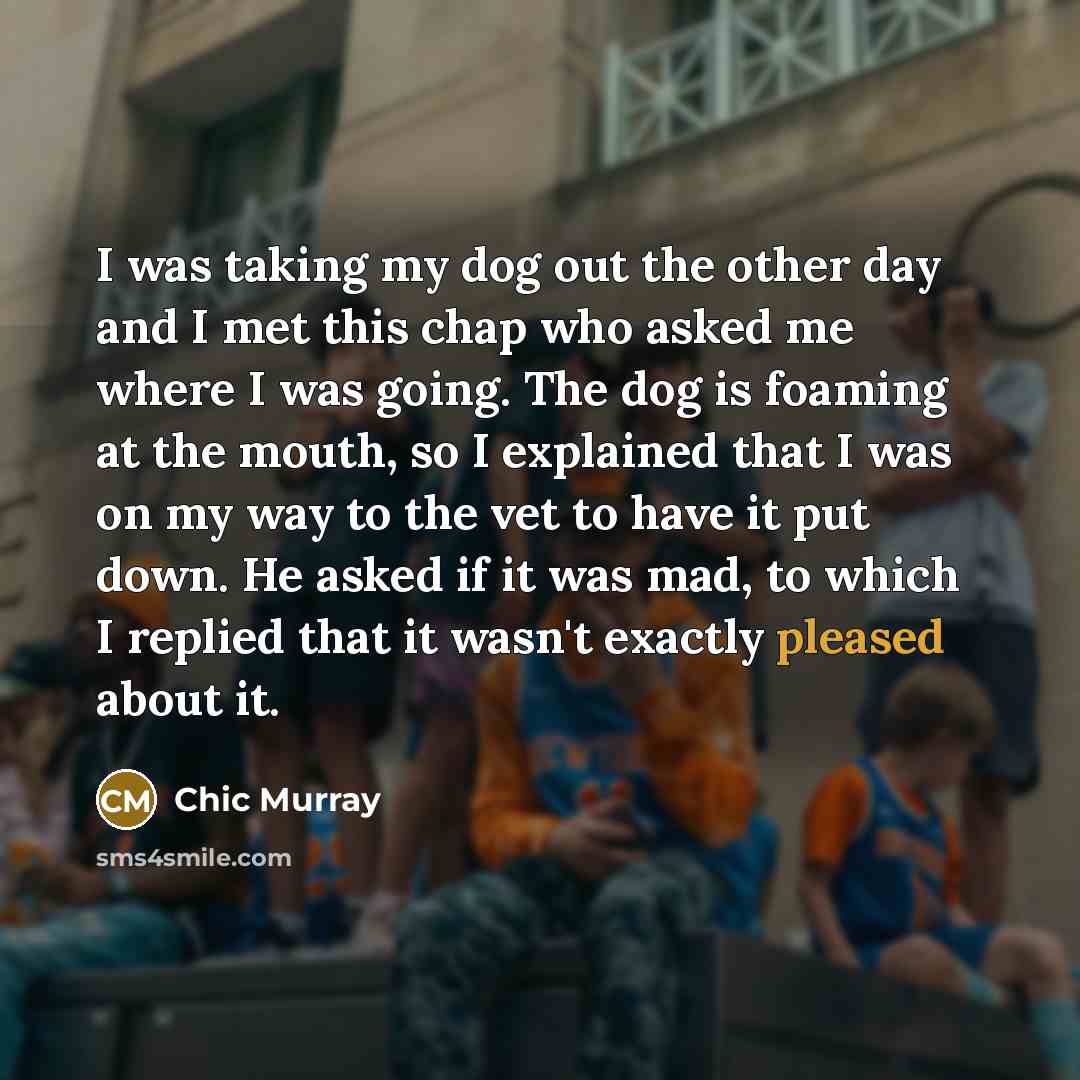 “I was taking my dog out the other day and…” quote by Chic Murray